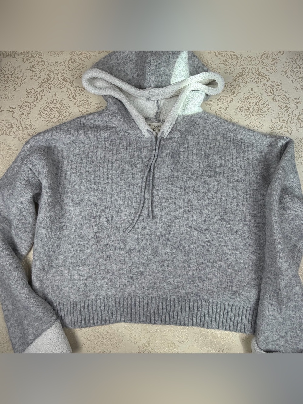 Happily Grey Cozy Gray Hooded Cropped Sweater, Large, Lounge